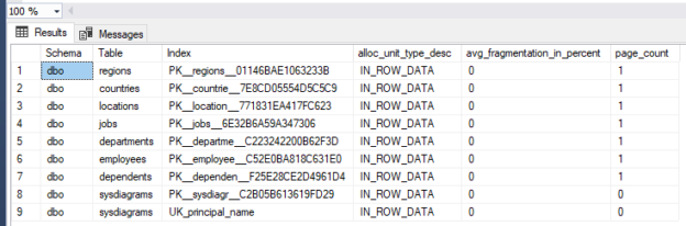 check fragmentation of columnstore index